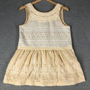 One September Women's Large Embroidered Tank Top Crochet Lace Cottagecore Flowy